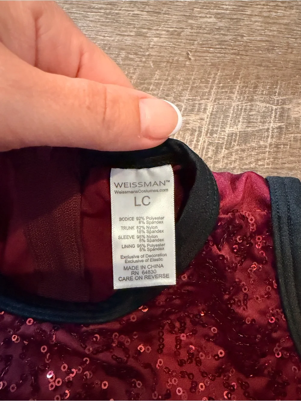 Weissman Burgundy Sequin Dance Leotard Girls LC Large Child Ballet Jazz Costume